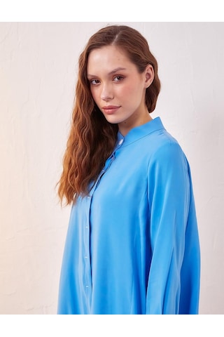 Patı Gizli Hakim Yaka Tunik-gök Mavi Gök Mavi
