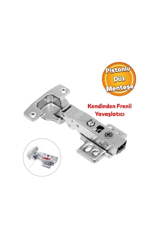Samet Master Frenli Dolap Kapak Menteşesi Pistonlu Düz Tas Menteşe