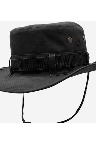 Külah Siyah Outdoor Şapka Uv Korumalı Bucket Safari Şapkası - Siyah