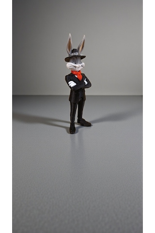 Looney Tunes Bugs Bunny Figürü - Klasik Takım Elbiseli Özel Tasarım Koleksiyonluk Biblo / Figür
