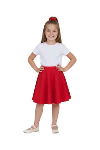 Erdem Kıds Kız Çocuk 23 Nisan Kloş Günlük, Bayramlık, Gösteri, Parti, Özel Gün Okul Etek Kırmızı Kırmızı
