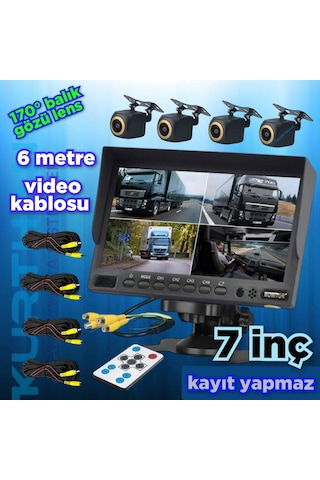 7 İnç Kayıtsız Ekran Ve 4 Adet Ahd 720p Balık Gözü 170'' Kamera