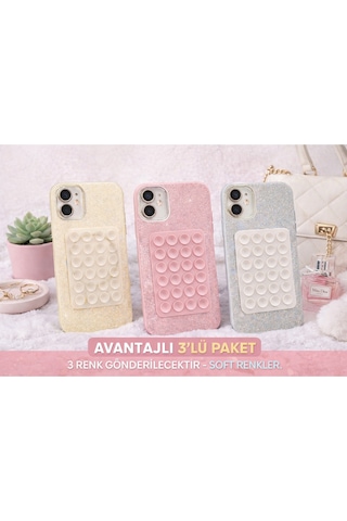 Vantuzlu Telefon Tutucu 3 Lü Set Güçlü Tutuş Kaymaz Sabitleyici Tüm Telefonlarla Uyumlu Renk