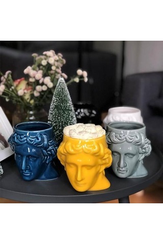 Büyük Kapasiteli Seramik Kupası İspanya Antik Yunanistan Apollo David Başkanı Kupa Heykel Kahve Fincanı Masaüstü Süsler Ofis Kalem Tutucu Kupalar Sarı A