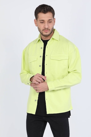 Erkek Oversize Jean Gömlek Neon Yeşil 001