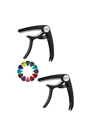 Lastvoice LCT-90BK-X Kaliteli Gitar Capo Sağlam Tutuş ( 2'li Set+12 Pena)