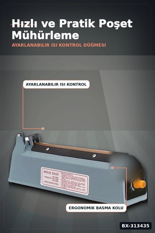 30 Cm Kaynaklı Alüminyum Gövdeli Poşet Ağzı Kapatma Makinası Fs-300 Isı Ayarı 8 Kademe Bx-313435