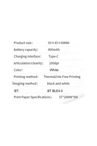 Maiyame Mini Yazıcı Makinesi Termal Etiket Yazıcısı Mürekkepsiz Taşınabilir Bt