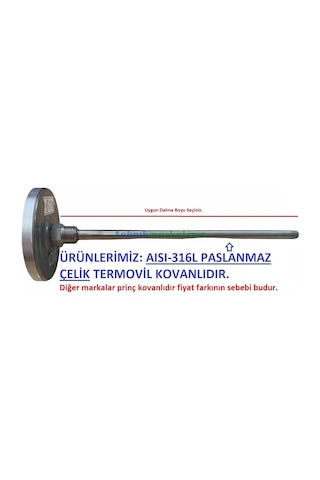 Pakkens Çap Ø63mm 0-500 C 50 Cm Dalma Boylu Taş Fırın, Kazan, Pizza, Pide, Ekmek, Seyyar, Köy Bahçe Fırını Te