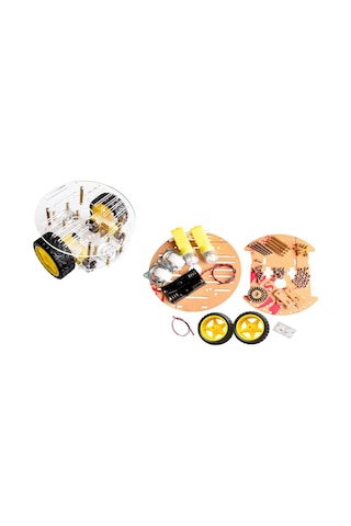 2wd Çift Katlı Şeffaf Yuvarlak Şasi Robot Araba Kiti Demonte Çizgi Takip Engelden Kaçınma Arduino İçin