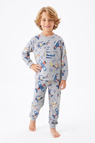 Modanino Erkek Çocuk %100 Pamuk Pijama Takımı 3-8 Yaş 12736ıs Gri