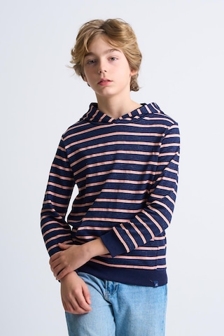 Alexandergardi Alexandergardı Kanguru Cepli Kapüşonlu Çizgili Çocuk Sweatshirt Lacivert