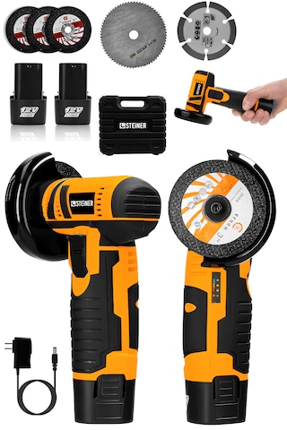 Steiner 12v 2 Ah Çift Akülü Mini Avuç İçi Spirali Ve Şarjlı Avuç Taşlama Makinesi Turuncu
