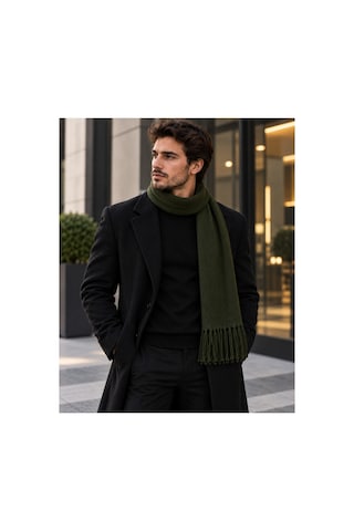 Aydincapqa Unisex Selanik Örgü Görünümlü Triko Atkı Püsküllü Kışlık Boyun Atkısı 165x20 Haki - 944087051 Haki