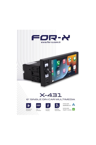 X-431 6 Tek Din Carplay Android Auto Multimedya Ahd Kamera Tüm Araçlara Uygun 6"