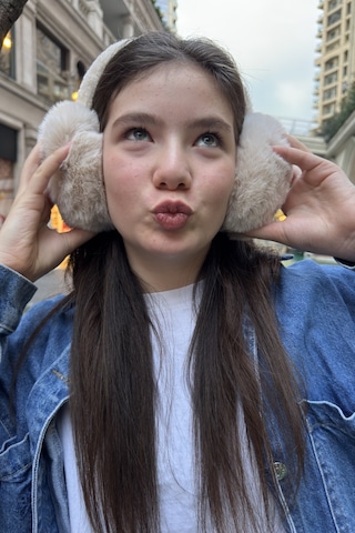 Mollycrush Genç Bej Peluş Kulaklık Uniseks Kışlık Yumuşak Kulak Koruyucu Bej