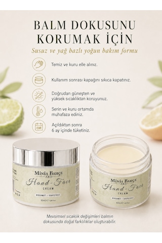 Minia Bahçe Bergamot & Greyfurt El ve Yüz Kremi 50 ML
