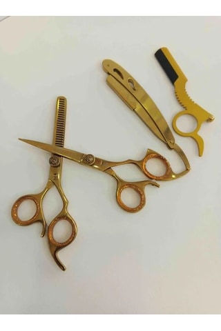 Smp Berber Makas Seti 6 Inç 4 Lü Set Profesyonel Lüks Salon Kuaför Jilet Ağız