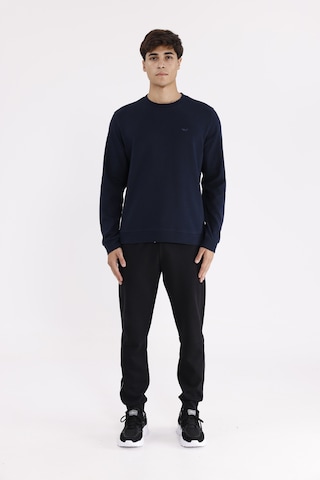 Rowinger Yatay Dokulu Ottoman Yüzey Tonal Logo Detaylı Bisiklet Yaka Standart Kalıp Sweatshirt Navyblue