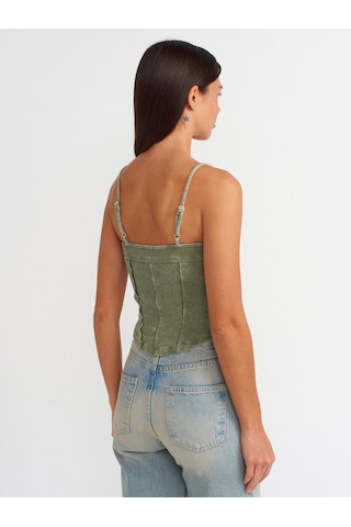 Dilvin Askılı Crop Top Yeşil
