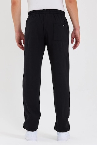 Mmetalic Siyah Arka Cepli Etiket Detaylı Düz Paça Erkek Içi Pamuklu Eşofman Altı 001 Siyah