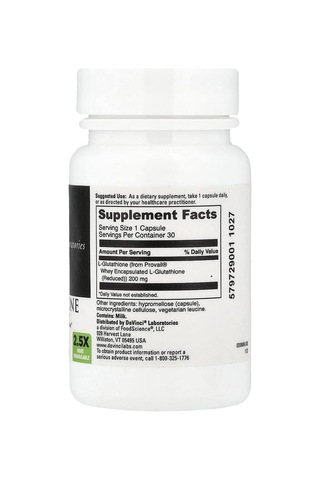 Davinci Laboratories, Glutathione, 30 Capsules 200 Mg Per Capsule