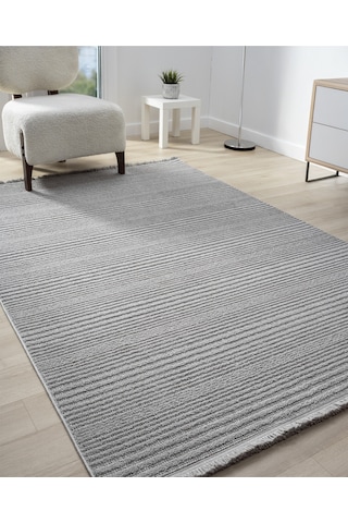 Mariesse Home Step Serisi Naturel Bukleli Yumuşak Dokulu Iskandinav Dokuma Halı Gri