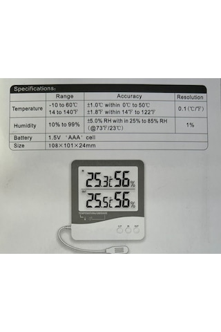 Tt Technic Th060h Termometre İç Dış Sıcaklık Nem Hava Durumu Ölçe N11.662