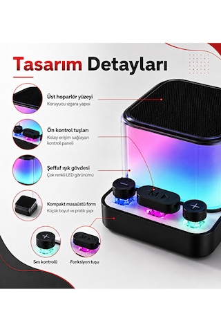 Mini Bluetooth Hoparlör Rgb Işıklı 5w Tws Fm Radyo Micro Sd Kart Destekli Şarjlı Ses Bombası Henüz Yorum Yazılmamış.