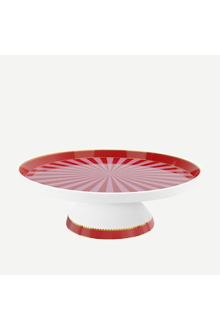 Kırmızı Pembe Porselen Kek Standı 24 Cm