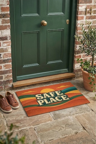 Valerine Life Safe Place Vintage Sunset Dijital Baskılı Ev Ofis İşyeri Dış Kapı Önü Paspası 45x70cm Kahverengi