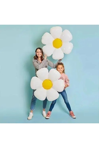 Folyo Balon Papatya Görselli 50x40 +71x71 2 Boy 2 Li Paket Doğum Günü Süsü Çok Renkli