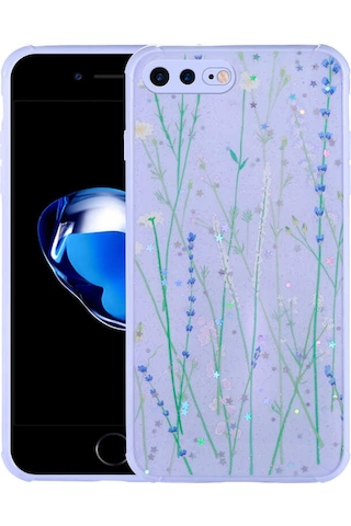 Apple iPhone Uyumlu 8 Plus Kılıf Simli Desenli Kamera Korumalı Parlak Popy Kapak - Kalp Kalp Kalp