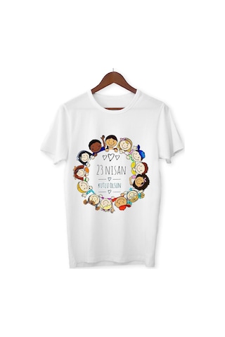 Alpşan Ticaret 23 Nisan Bayram Baskılı Çocuk Tshirt 45 Beyaz