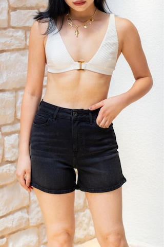HLT Jeans Siyah Kadın Lily Likralı Mom Fit Yüksek Bel Esnek 90's Kot Şort Lily-siyah 001