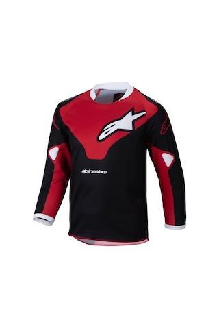 Alpinestars Kids Racer Veil Kros Çocuk Motosiklet Jerseyi Siyah Kırmızı Beyaz