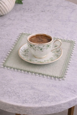 Kristal Boncuk Detaylı Nil Yeşili Sunum Peçetesi 20x20 Cm 1 Adet