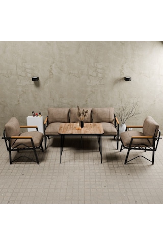 Mb Garden Furnıture Simetri Model, Balkon, Bahçe, Cafe, Metal Koltuk Takımı, Bahçe Takımı , Çay Seti, 3+1+1+masa Cappuccino