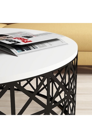 Selin Metal Ferforje Orta Sehpa - Beyaz