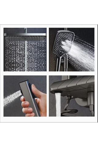 Piyano 5 Fonksiyonlu Kendinden Banyo Bataryalı Robot Duş Seti Şat Siyah