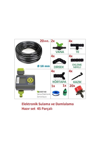 Depolife Verve Elektronik Bahçe Sulama Sistemi 20 Metre Damlalama Sulama Sistemi Ve Ekleme Parçalı Set Sku: Smgstka6493f0469