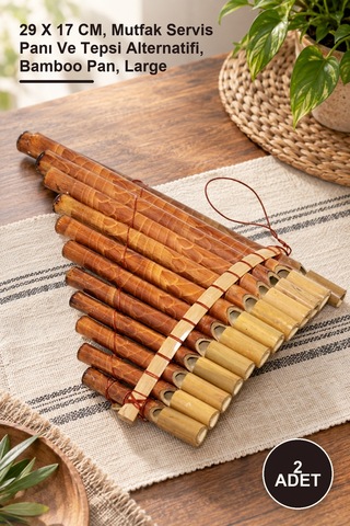 2 Adet Bambu Pan Filüt Büyük 29 X 17 Cm, Mutfak Servis Panı Ve Tepsi Alternatifi, Bamboo Pan, Large -
