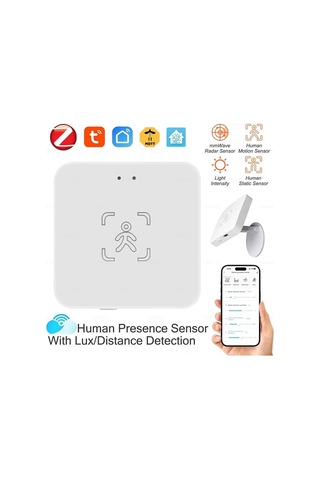 Bilteknik Tuya Zigbee Varlık Sensörü 10 Mt Mesafeli Zigbee 3.0 Akıllı Insan Varlığı Sensörü
