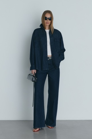 Suud Collection Mavi 88 Oversize Denim Gömlek