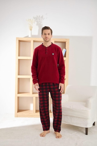 Pijamoni Erkek Düğme Yaka Kışlık Polar Pijama Takımı 6100/11,1 - 1 Adet Bordo