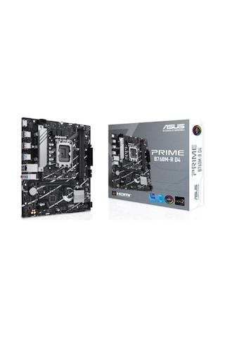 Asus Prıme B760m-r D4 Ddr4 5333mhz 1xhdmı 2xm.2 Usb 3.2 Matx 1700p 12. / 13. Ve 14. Nesil İşlemci İle Uyumlu