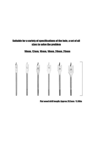 Tenfowee Ahşap Delme Seti 6'lı - 45 Karbon Çelik Uçlu, Derin Delikler İçin Hızlı Ve Hassas, 10-25mm Boyutları, Opp Poşetli