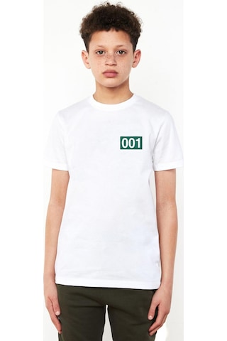 Squid Game Player 001 Beyaz Çocuk Bisikletyaka Tshirt Beyaz