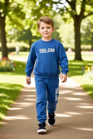 Frm Motivasyon Odaklı Erkek Çocuk Örme Takım Sweatshirt Ve Eşofman Al İndigo