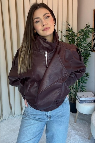 Meecy Zra Model Dik Yaka Yeni Sezon Deri Ceket Bordo Bordo